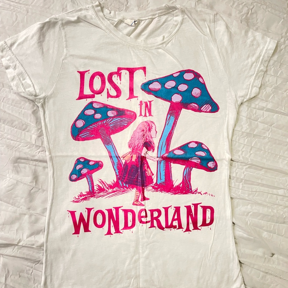 Lost in Wonderland Kids White T-Shirt
